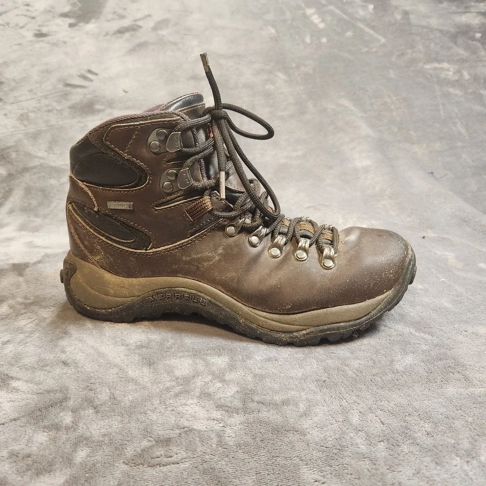 Merrell Boots Mens 8.5 Brown Leather Reflex II 2 Mid Waterproof Hiking Gorpcore